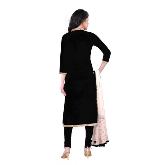 Indoraa Women's Cotton Unstitched Salwar-Suit Material With Dupatta (Black, 2-2.5mtrs)