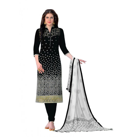 Indoraa Women's Cotton Unstitched Salwar-Suit Material With Dupatta (Black, 2-2.5mtrs)