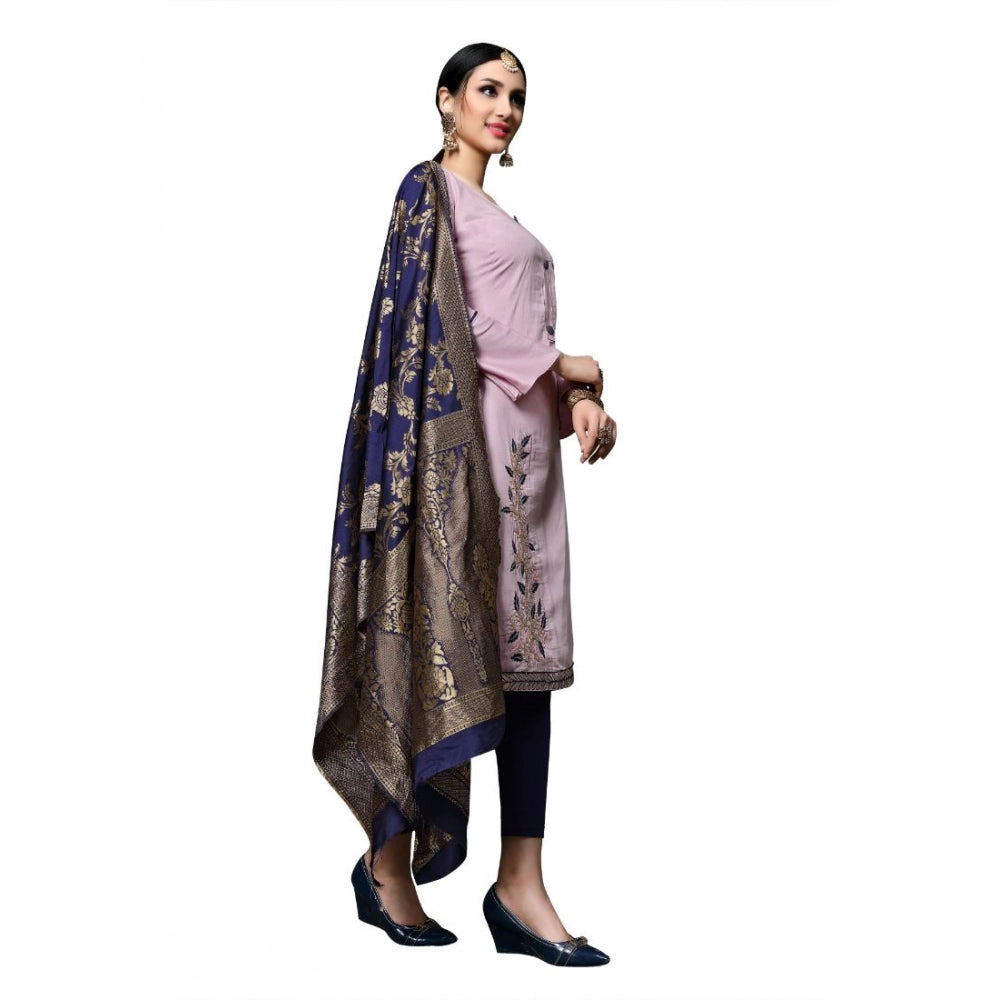 Indoraa Women's Cotton Unstitched Salwar-Suit Material With Dupatta (Pink, 2-2.5mtrs)