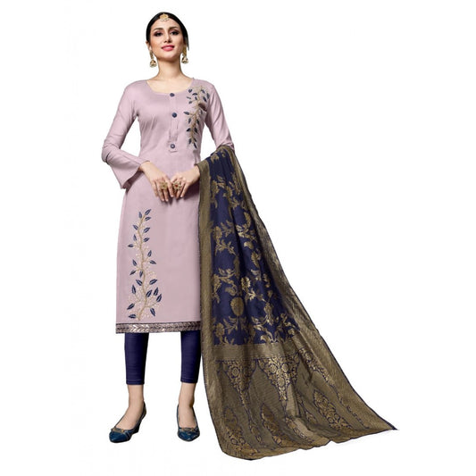 Indoraa Women's Cotton Unstitched Salwar-Suit Material With Dupatta (Pink, 2-2.5mtrs)