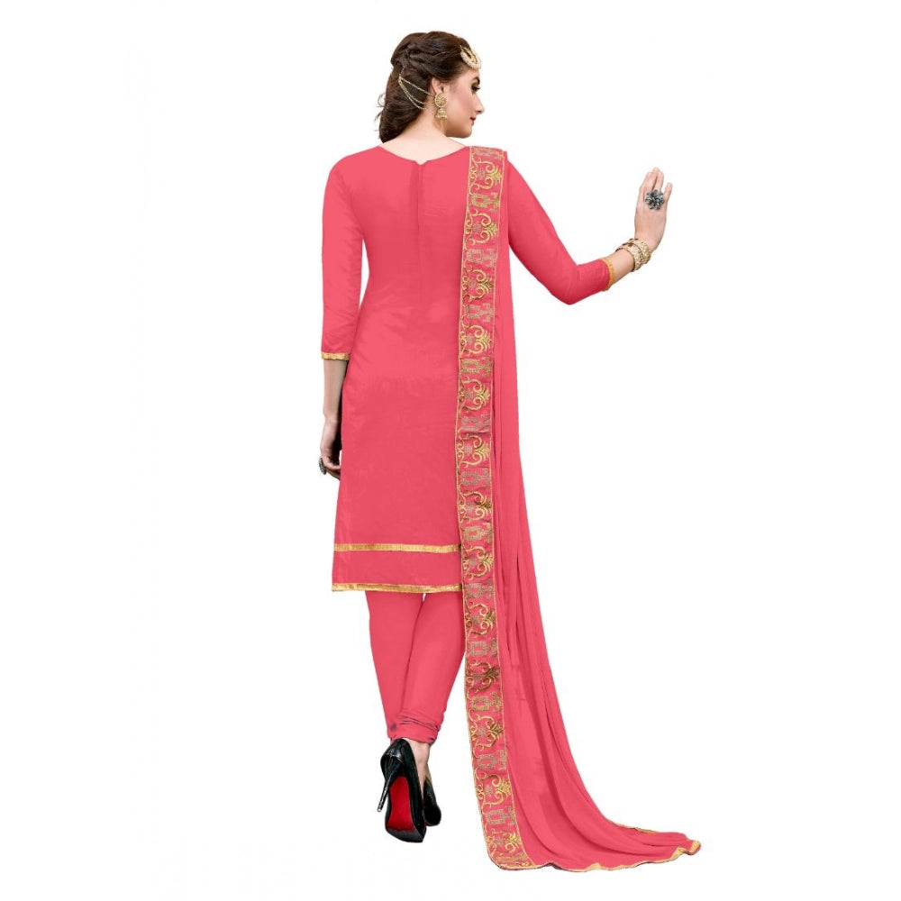 Indoraa Women's Chanderi Cotton Unstitched Salwar-Suit Material With Dupatta (Pige , 2-2.5mtrs)