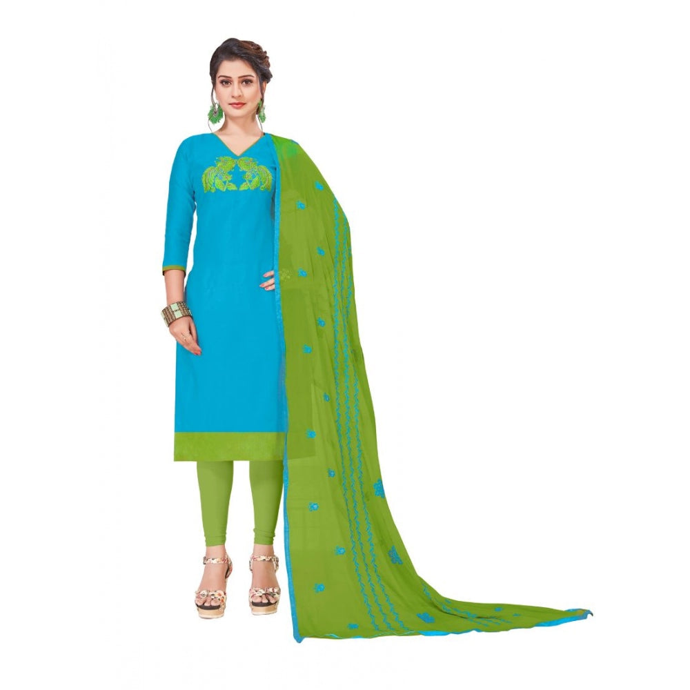 Indoraa Women's Modal Silk Unstitched Salwar-Suit Material With Dupatta (Sky Blue, 2-2.5mtrs)