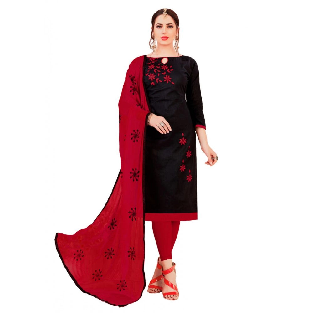 Indoraa Women's Glaze Cotton Unstitched Salwar-Suit Material With Dupatta (Black, 2-2.5mtrs)