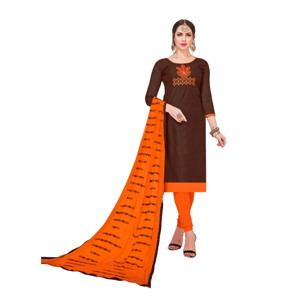 Indoraa Women's Modal Silk Unstitched Salwar-Suit Material With Dupatta (Brown, 2-2.5mtrs)