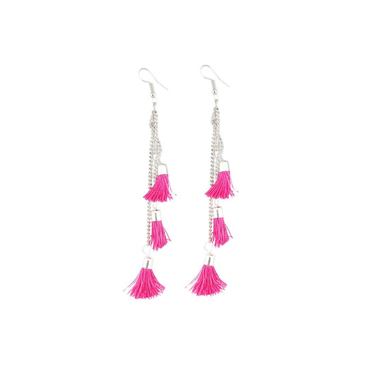indoraa Women's Alloy Hook Dangler Hanging Hanging Earrings-Silver