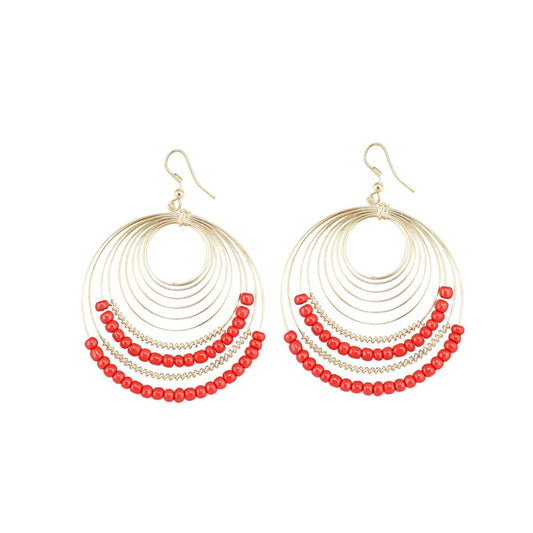 indoraa Women's Alloy Hook Dangler Hanging Beads Earrings-Gold