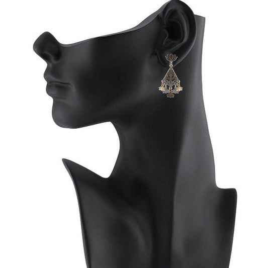 indoraa Women's Alloy, silver Plated Hook Dangler Hanging Earrings-Golden