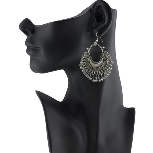 indoraa Women's Alloy, silver Plated Hook Dangler Hanging Earrings-Silver