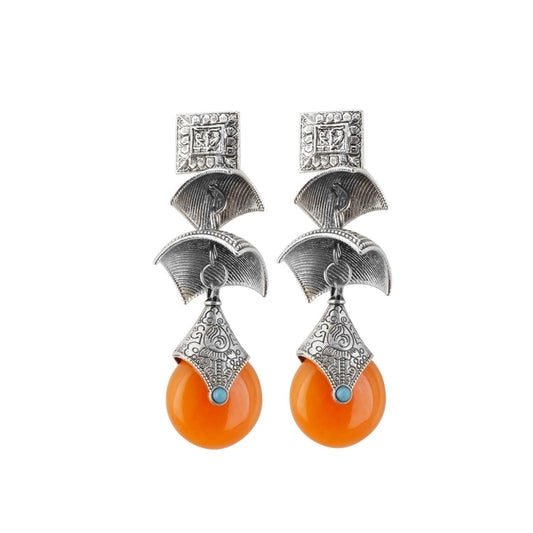 indoraa Women's Silver Plated Hook Dangler Hanging Earrings-Silver