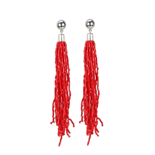 indoraa Women's Alloy, Beads Hook Dangler Hanging Earrings-Red
