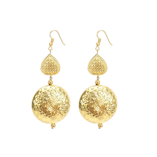 indoraa Women's Gold Plated Hook Dangler Hanging Earrings-Golden
