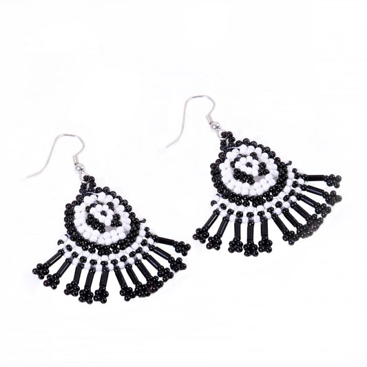 indoraa Women's Alloy, Thread Hook Dangler Hanging Earrings-Black