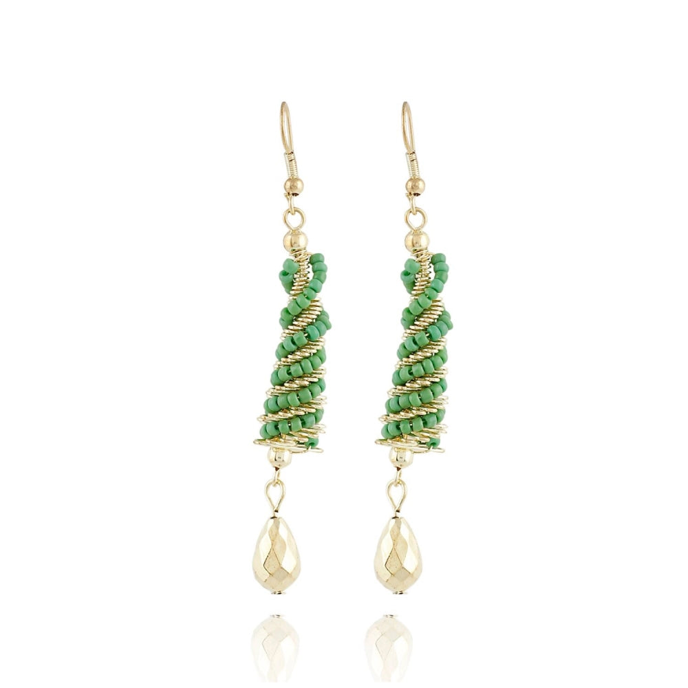 indoraa Women's Alloy Hook Dangler Hanging Earrings-Green