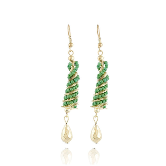 indoraa Women's Alloy Hook Dangler Hanging Earrings-Green