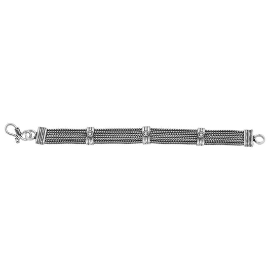 indoraa Women's Oxidised Black Silver Silver Bracelet-Silver
