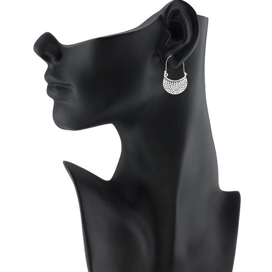 indoraa Women's Silver Plated Hook Dangler Hanging Earrings-Silver