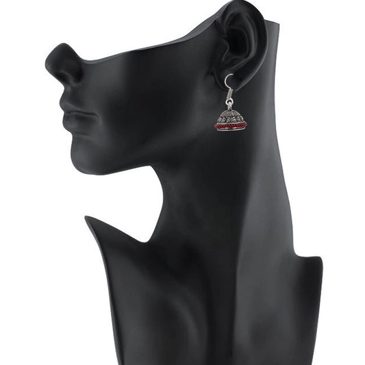indoraa Women's Alloy Hook Dangler Hanging Silver Plated Earrings-Silver