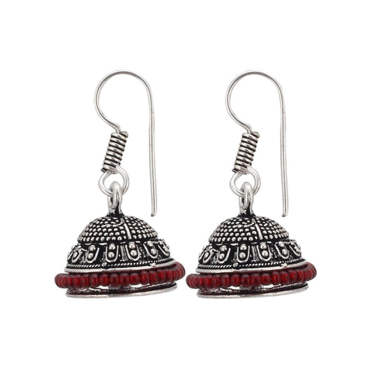 indoraa Women's Alloy Hook Dangler Hanging Silver Plated Earrings-Silver