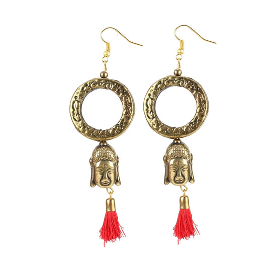 indoraa Women's Gold plated Hook Dangler Hanging Tassel Fashion Earrings-Golden