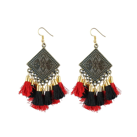 indoraa Women's Alloy Hook Dangler Hanging Tassel Earrings-Multicolour