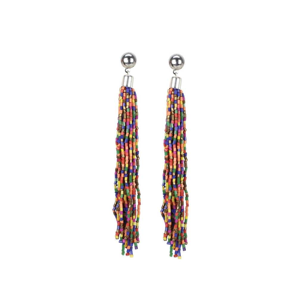 indoraa Women's Alloy, Beads Hook Dangler Hanging Earrings-Multicolour