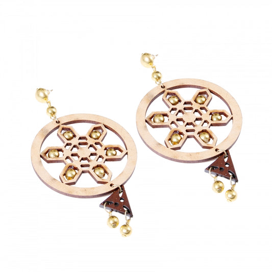 indoraa Women's Alloy, Beads Hook Dangler Hanging Earrings-Brown