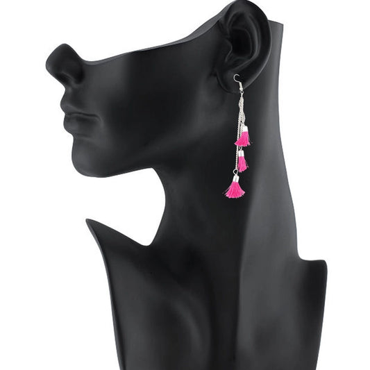 indoraa Women's Alloy Hook Dangler Hanging Hanging Earrings-Silver