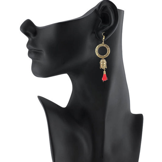 indoraa Women's Gold plated Hook Dangler Hanging Tassel Fashion Earrings-Golden