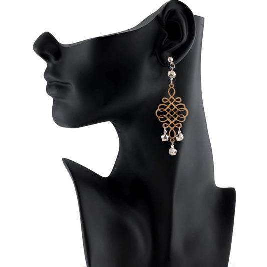 indoraa Women's Wooden handcrafted Hook Dangler Hanging Fashion Earrings-Brown