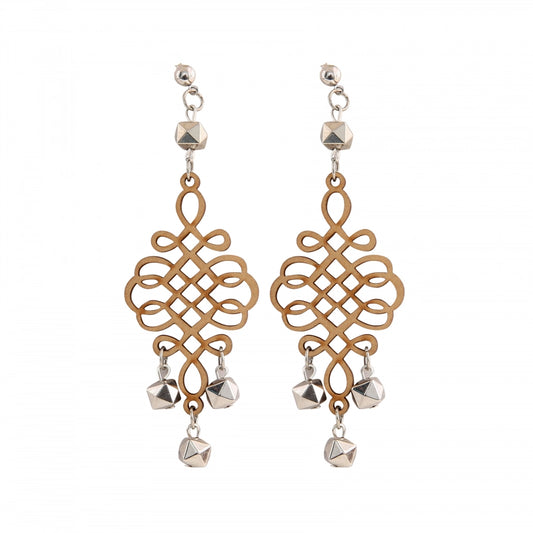indoraa Women's Wooden handcrafted Hook Dangler Hanging Fashion Earrings-Brown