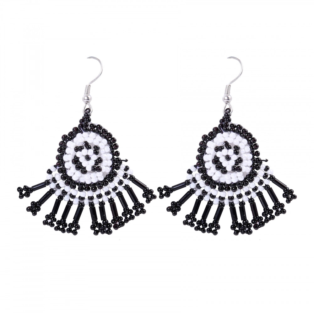 indoraa Women's Alloy, Thread Hook Dangler Hanging Earrings-Black