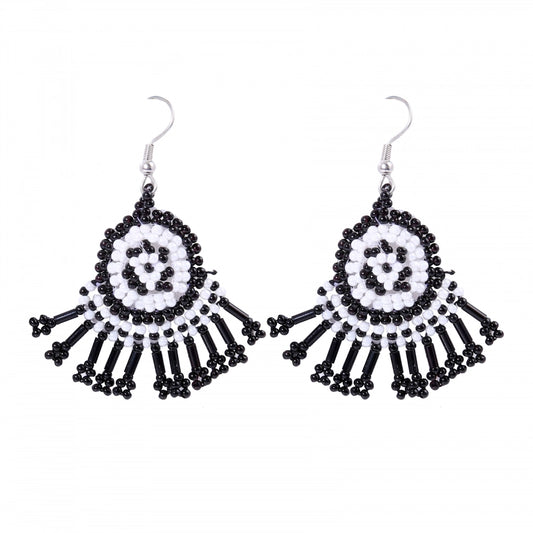 indoraa Women's Alloy, Thread Hook Dangler Hanging Earrings-Black