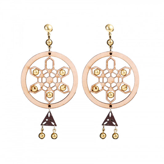 indoraa Women's Alloy, Beads Hook Dangler Hanging Earrings-Brown