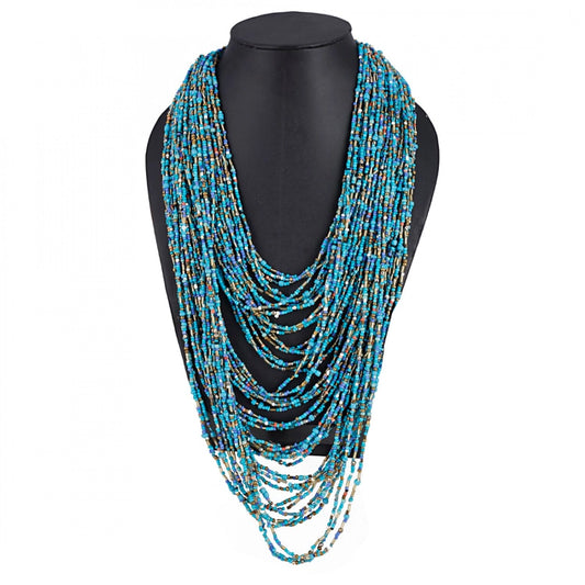 Blue Multi Layer Beads Necklace