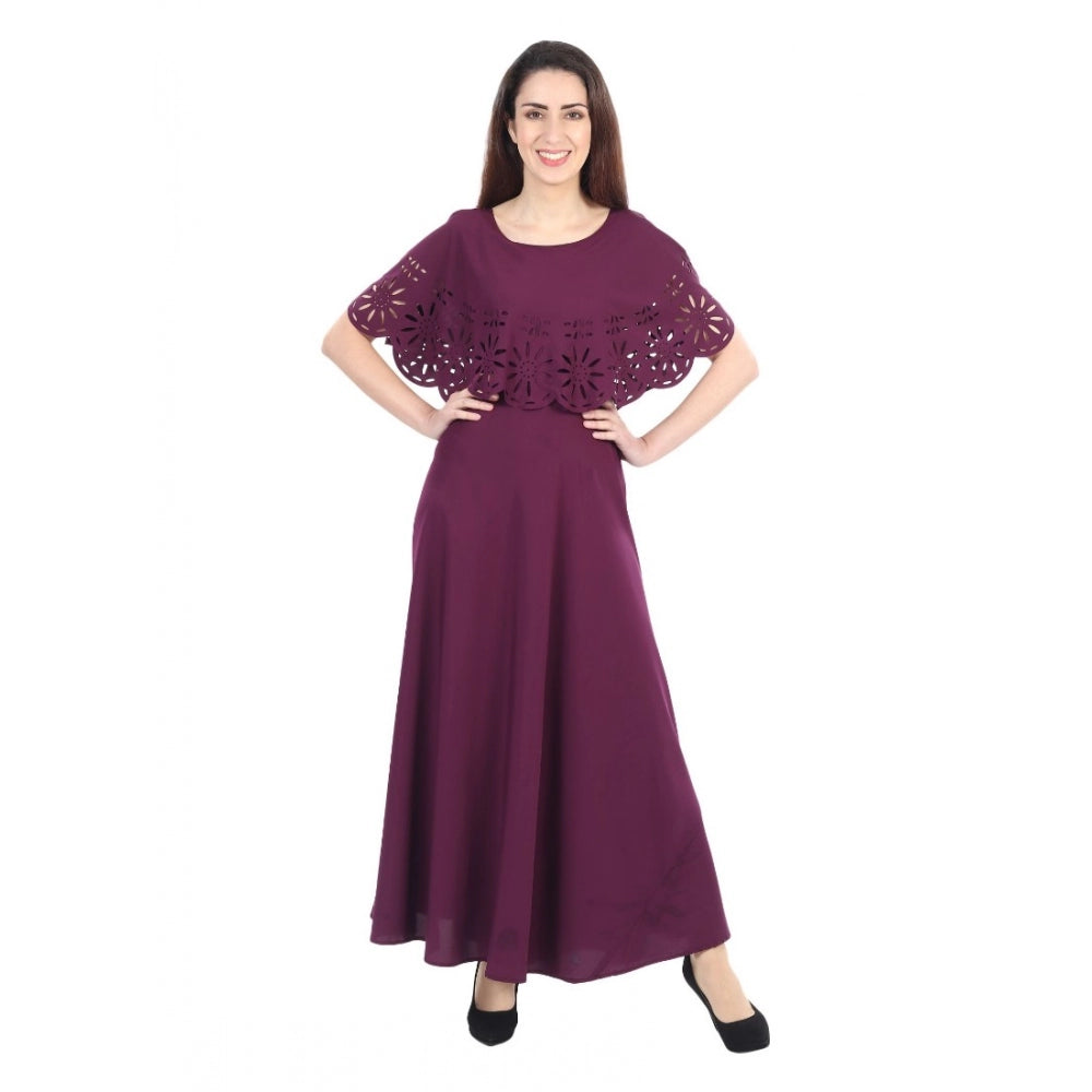 Indoraa Women's Crepe Solid Sleeveless Full Length Gown(Maroon)