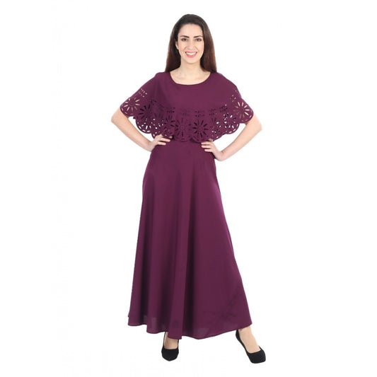 Indoraa Women's Crepe Solid Sleeveless Full Length Gown(Maroon)