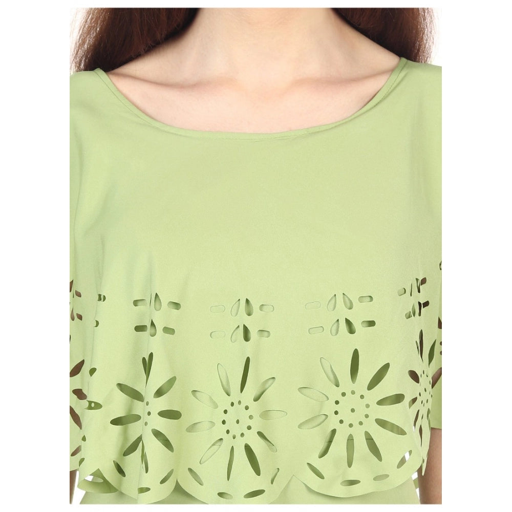 Indoraa Women's Crepe Solid Sleeveless Full Length Gown(Light Green)