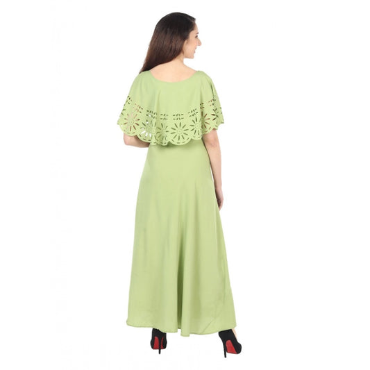 Indoraa Women's Crepe Solid Sleeveless Full Length Gown(Light Green)