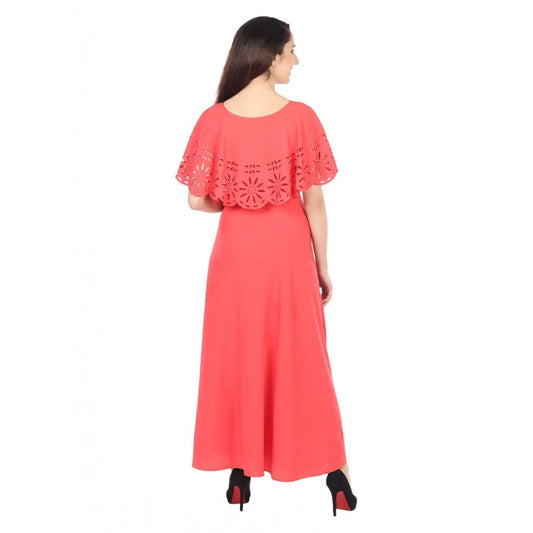 Indoraa Women's Crepe Solid Sleeveless Full Length Gown(Red)