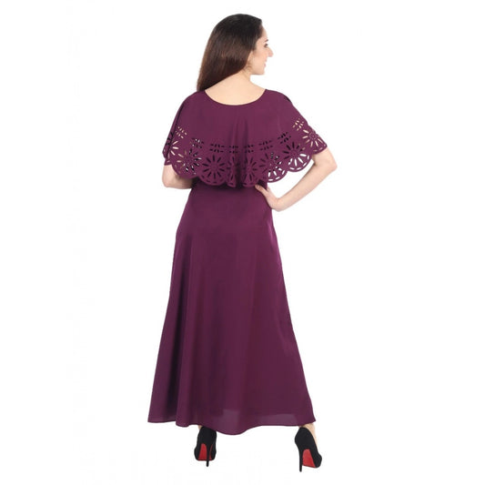 Indoraa Women's Crepe Solid Sleeveless Full Length Gown(Maroon)