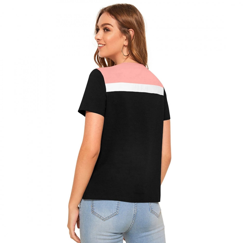 Indoraa Women's Polyester, Knitting Western Wear T-Shirt (Peach)