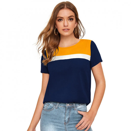 Indoraa Women's Polyester, Knitting Western Wear T-Shirt (Yellow)
