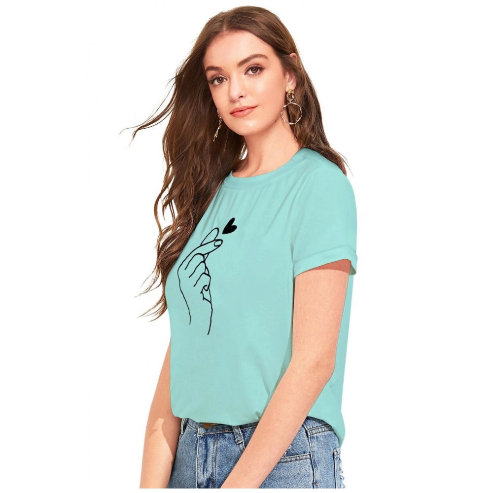 Indoraa Women's Cotton Western Wear T-Shirt (Green)