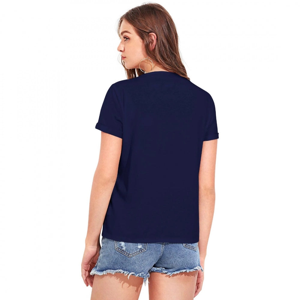 Indoraa Women's Cotton Western Wear T-Shirt (Blue)