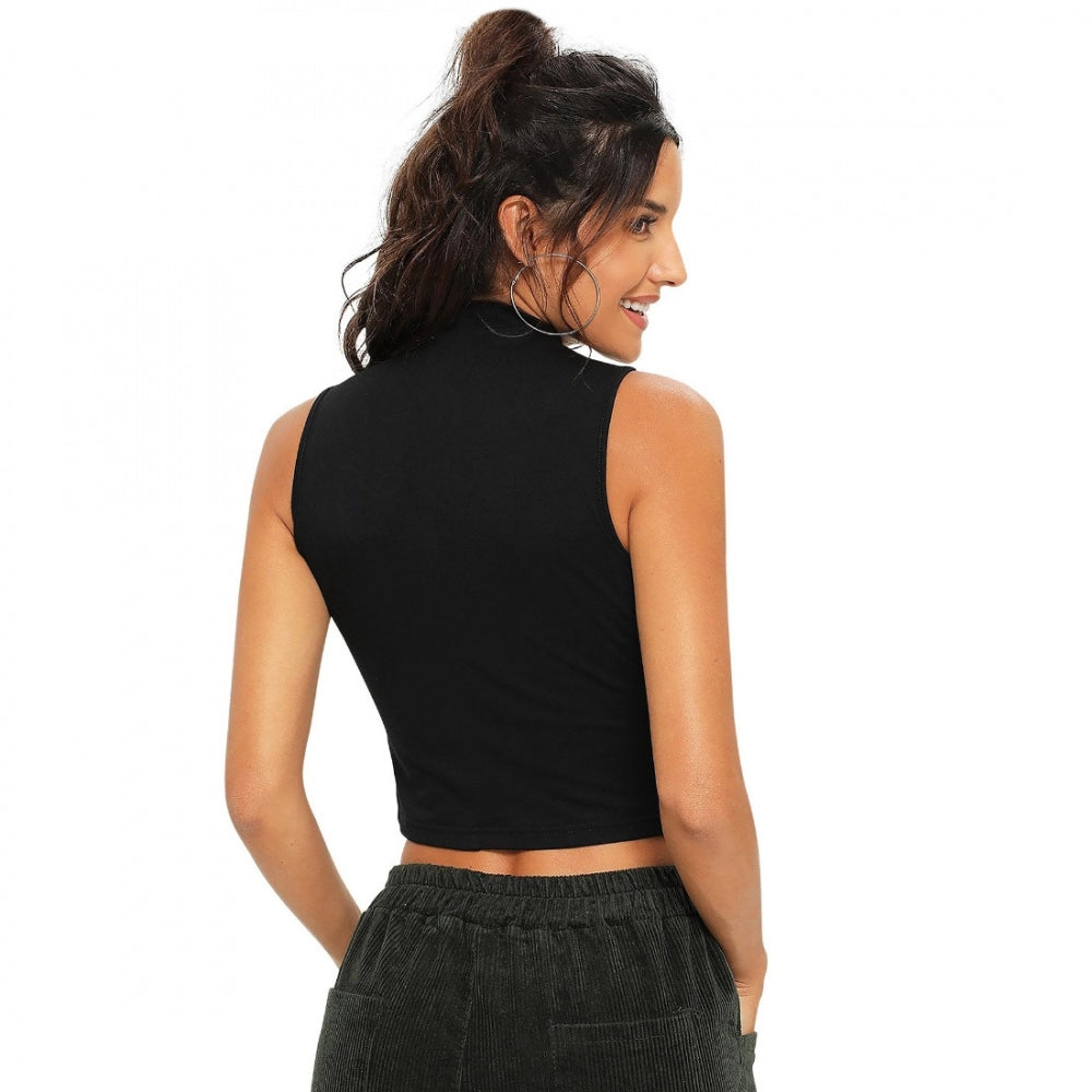 Indoraa Women's Polyester, Knitting Western Wear Tops (Black)