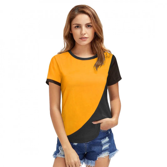 Indoraa Women's Polyester, Knitting Western Wear T-Shirt (Yellow)