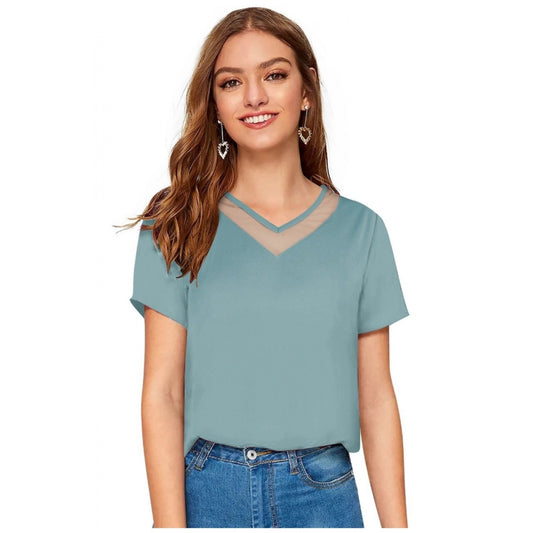 Indoraa Women's Polyester, Knitting Western Wear T-Shirt (Pista)