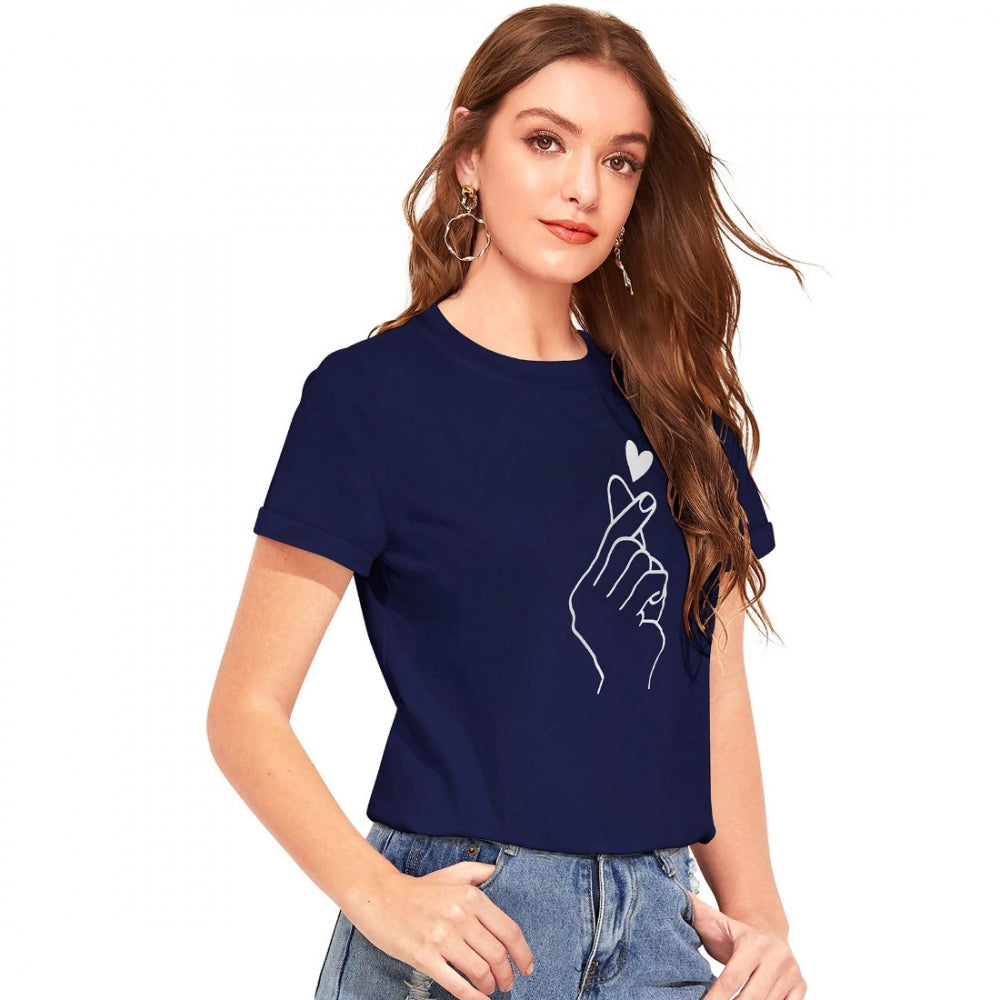 Indoraa Women's Cotton Western Wear T-Shirt (Blue)