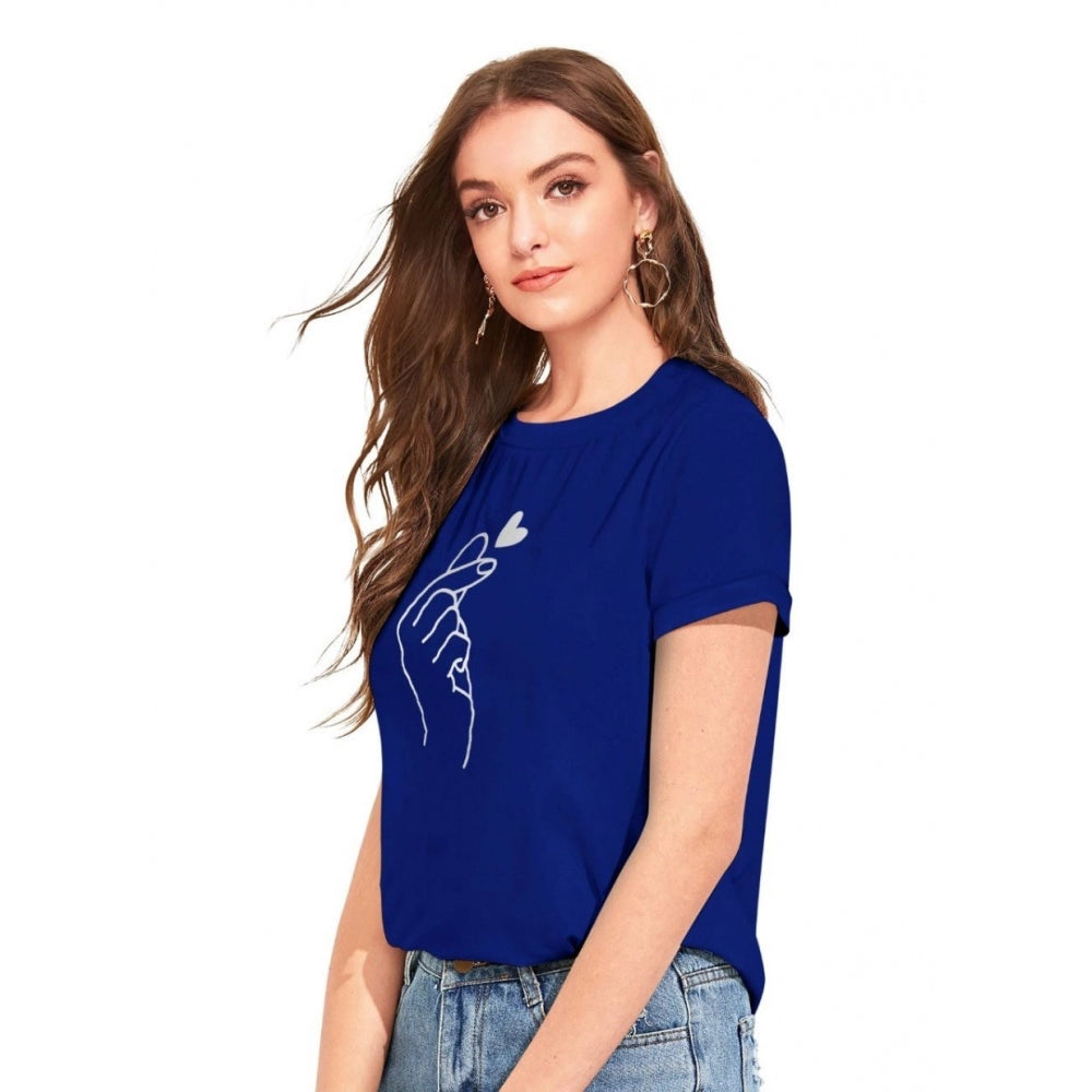 Indoraa Women's Cotton Western Wear T-Shirt (Royal Blue)