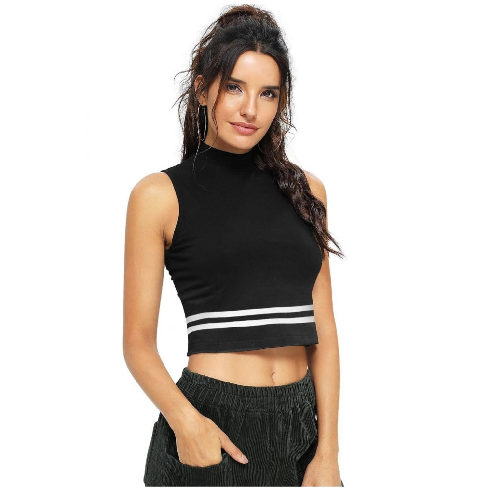 Indoraa Women's Polyester, Knitting Western Wear Tops (Black)